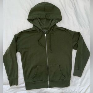 Women's Full Zip Olive Green Fleece Jacket with Pockets
